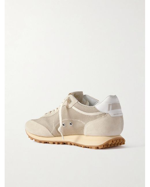 Golden Goose Deluxe Brand Natural Marathon Distressed Suede-trimmed Printed Mesh Sneakers for men