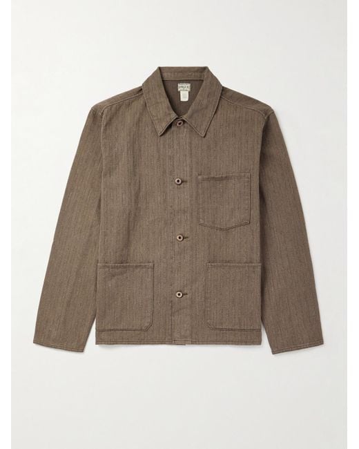 RRL Brown Waterford Herringbone Cotton Shirt Jacket for men