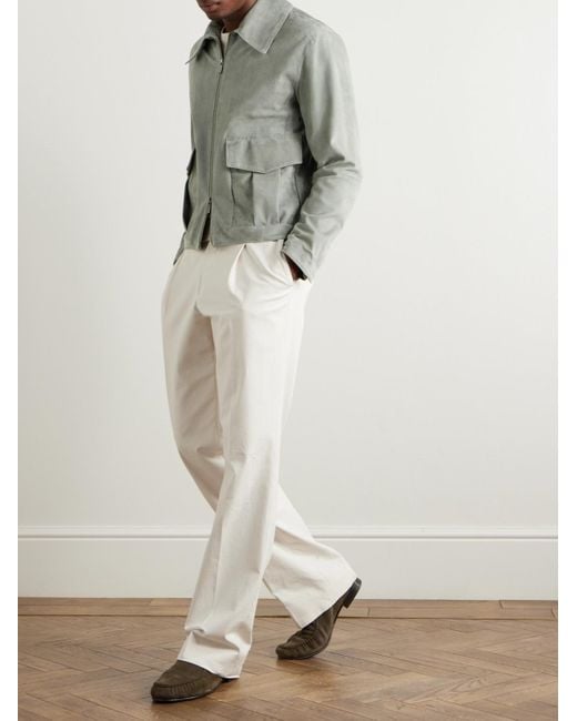 STÒFFA Gray Suede Bomber Jacket for men