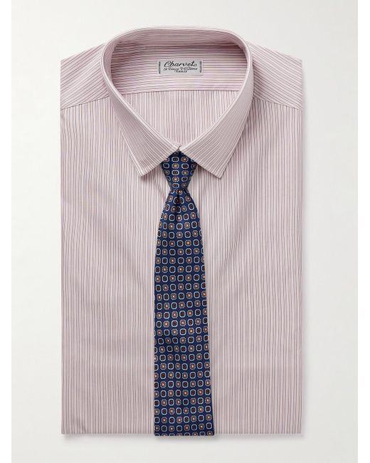 Charvet Pink Striped Cotton-Poplin Shirt for men