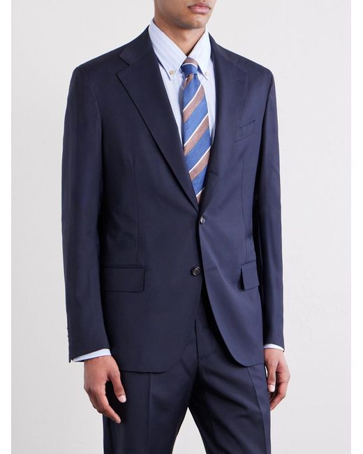 De Petrillo Blue Virgin-wool Blend Suit Jacket for men