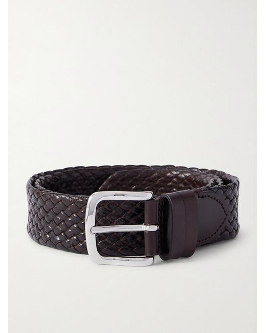Mr P. Black Luxe 3.5Cm Woven Leather Belt for men