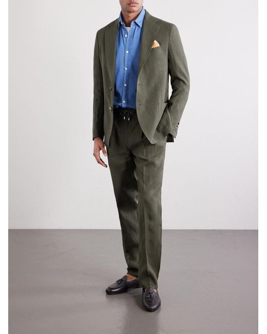 De Petrillo Green Linen Blazer for men