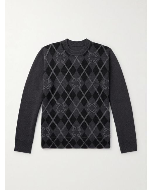 Givenchy Black Argyle Wool-blend Sweater for men