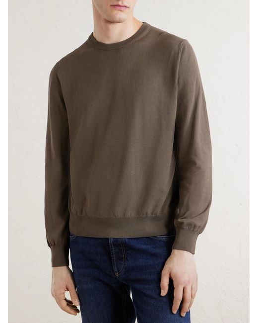 Canali Gray Cotton Sweater for men