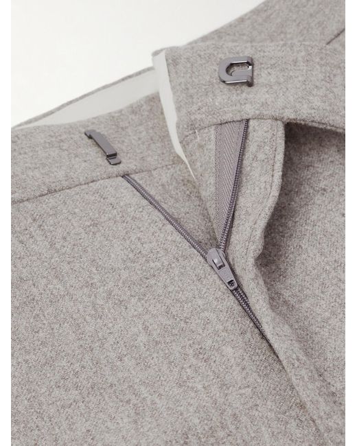 Thom Sweeney Gray Tapered Wool Trousers for men