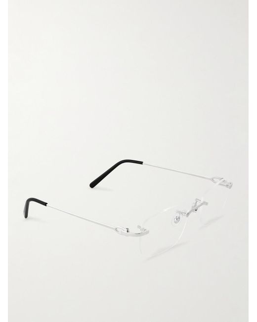 Cartier Rahmenlose Brille mit silberfarbenen Details in Natural für Herren