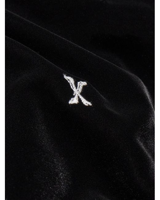 (w)taps Black Embroidered Velour Sweatshirt for men