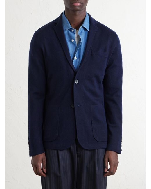 N.Peal Cashmere Blue Cashmere And Silk-Blend Cardigan for men