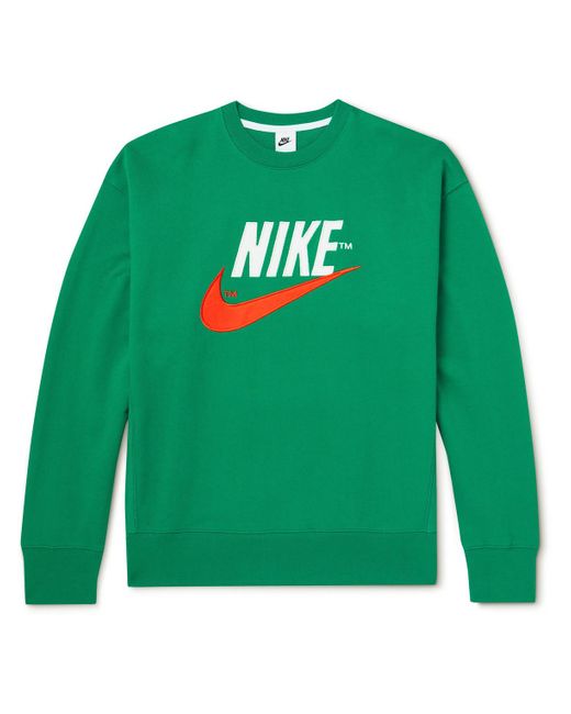 Nike Green Nsw Logo-embroidered Cotton-jersey Sweatshirt for men
