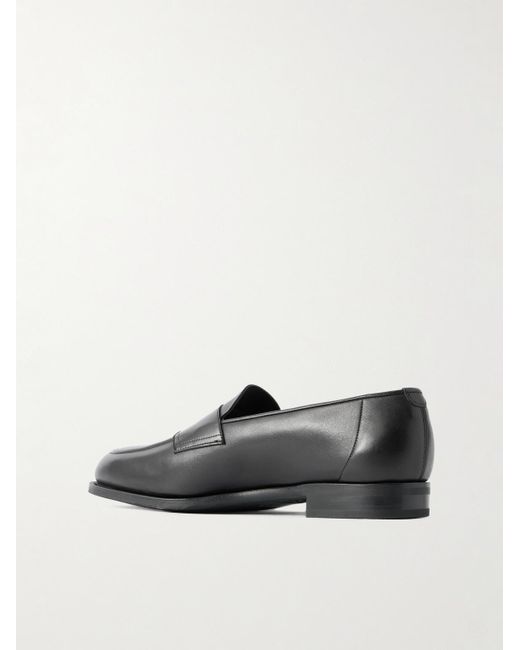 Edward Green Black Piccadilly Leather Penny Loafers for men