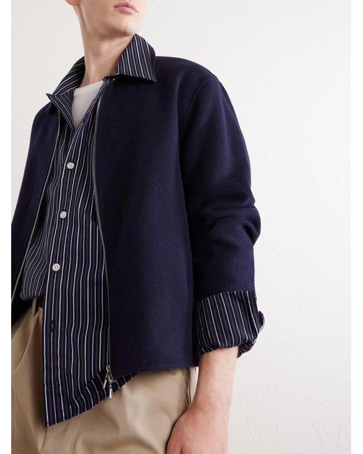 Officine Generale Blue Mazir Wool Bomber Jacket for men