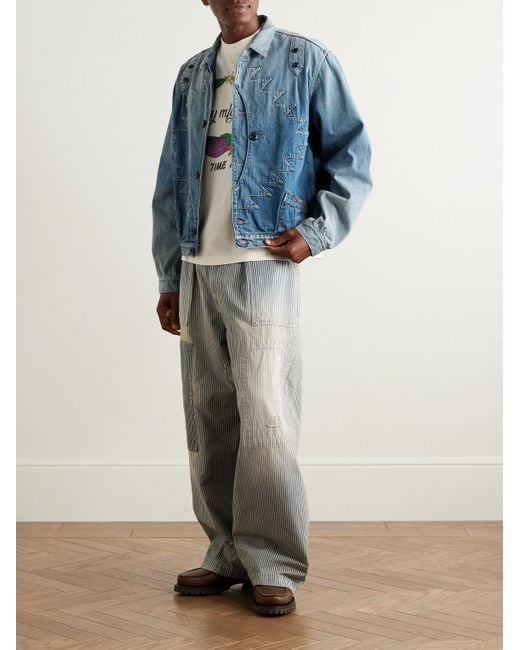 Kapital Blue Thunderbird Panelled Denim Blouson Jacket for men