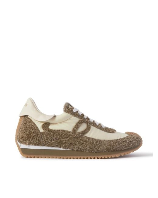 Loewe Brown Flow Runner Leather-trimmed Brushed-suede And Nylon Sneakers for men