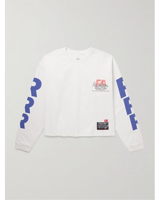 RRR123 White Fa.Co Cropped Logo-Print Cotton-Jersey T-Shirt for men