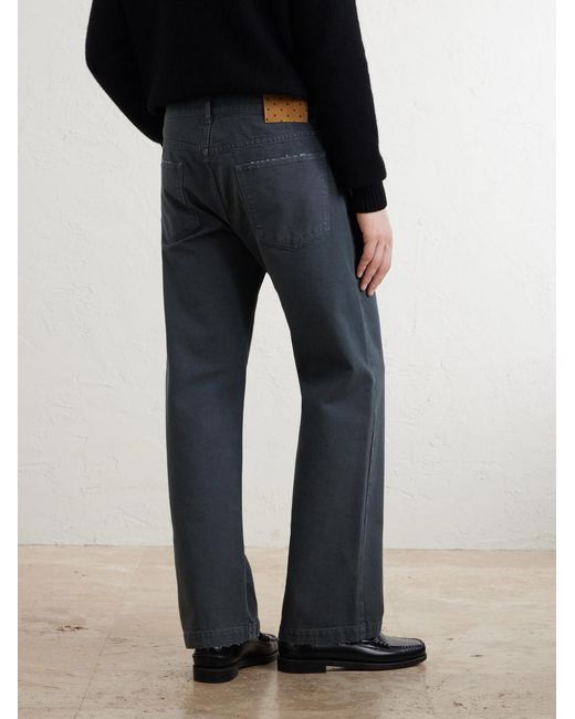 Massimo Alba Blue Oceano Straight-Leg Cotton Trousers for men