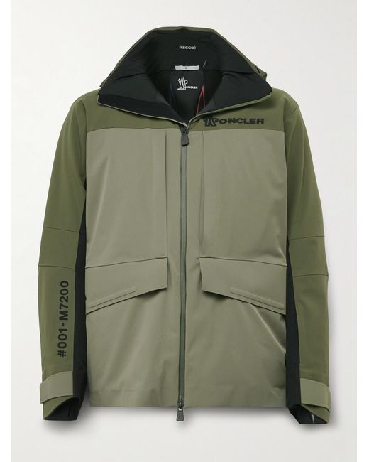 Moncler Green Vallatscha Colour-Block Logo-Appliquéd Padded Hooded Down Ski Jacket for men