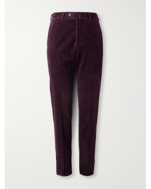 De Petrillo Purple Slim-fit Stretch-cotton Corduroy Suit Trousers for men