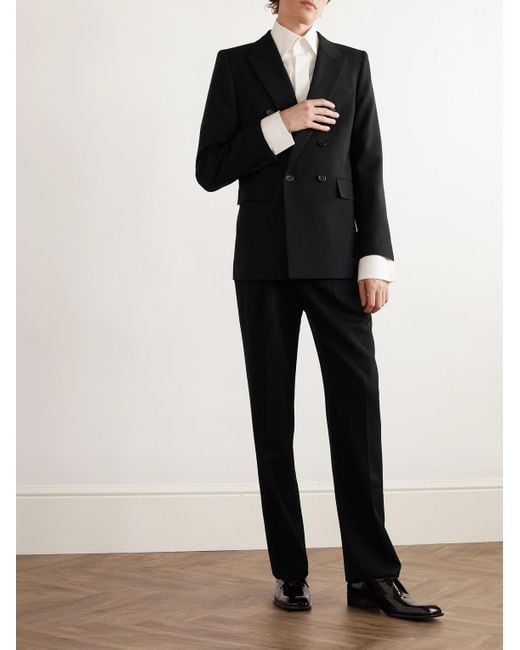 Saint Laurent Black Double-Breasted Wool-Gabardine Blazer for men