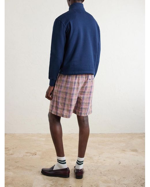 Drake's Blue Cotton-Jersey Half-Zip Sweatshirt for men