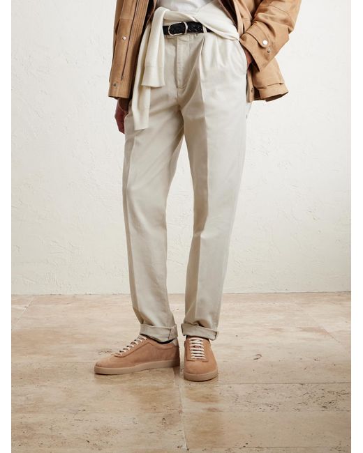Brunello Cucinelli Brown Coda Di Rondine Suede Sneakers for men