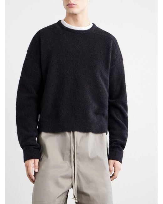 Rick Owens Blue Alpaca Wool-Blend Crewneck Sweater for men