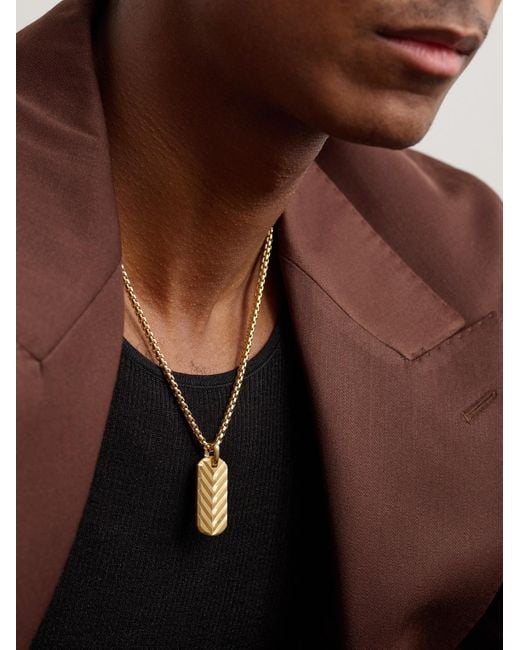 Chevron Tag Brushed 18-Karat Pendant di David Yurman in Black da Uomo