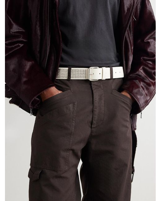 Dries Van Noten Natural 4Cm Studded Leather Belt for men