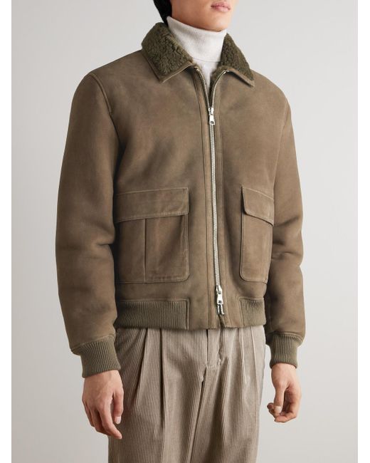 Mr P. Brown Shearling Bomber Jacket for men