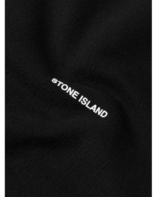 Stone Island Black Logo-appliquéd Garment-dyed Cotton-jersey Sweatshirt for men