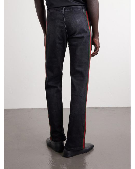 Gucci Blue Wide-Leg Striped Cotton-Blend Trousers for men