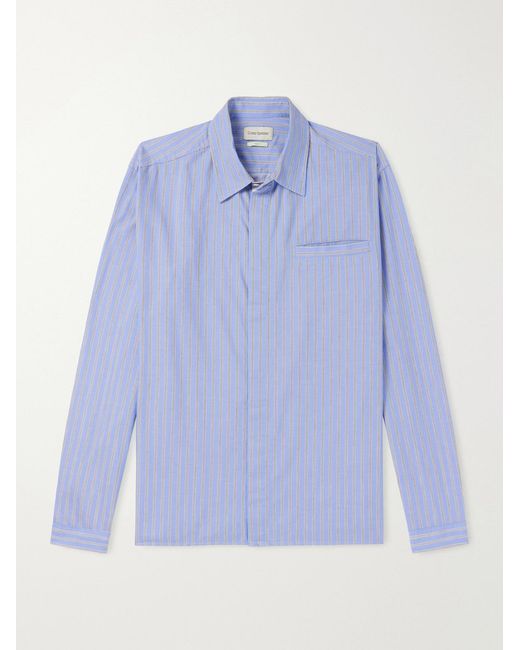Oliver Spencer Blue Mulvey Striped Cotton Shirt for men
