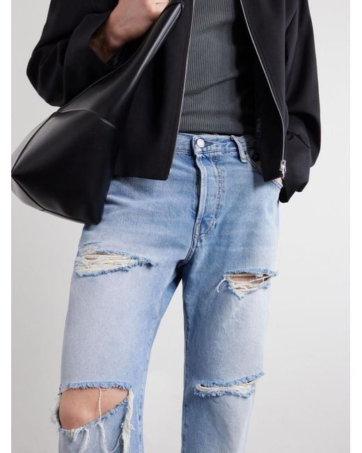 Acne Blue Ripped Straight-Leg Cotton Jeans for men