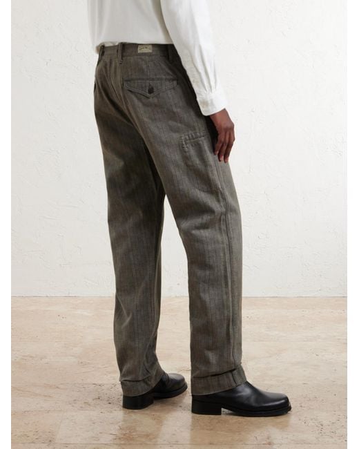 RRL Gray Stanton Straight-leg Striped Cotton-twill Trousers for men
