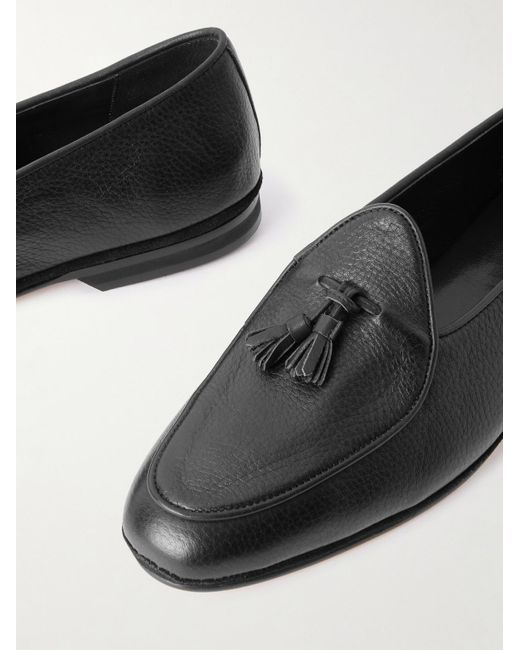 Rubinacci Black Marphy Tasselled Full-Grain Leather Loafers for men