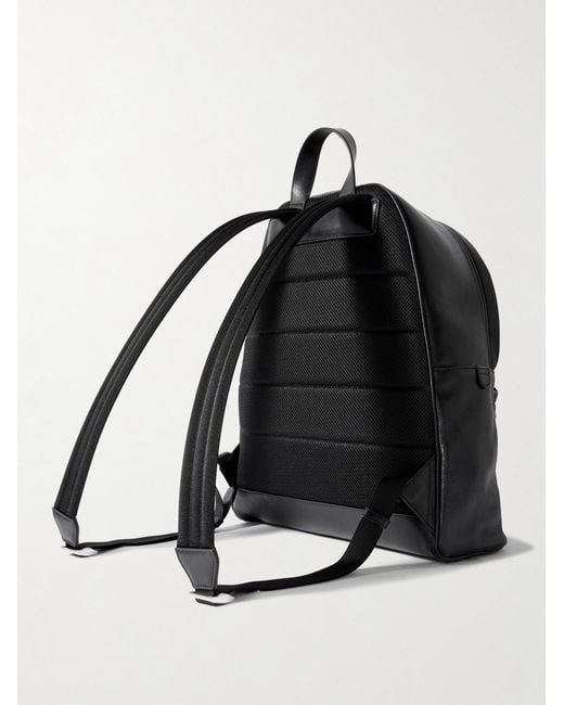 Gucci Black Large Striped Webbing-Trimmed Leather Backpack for men