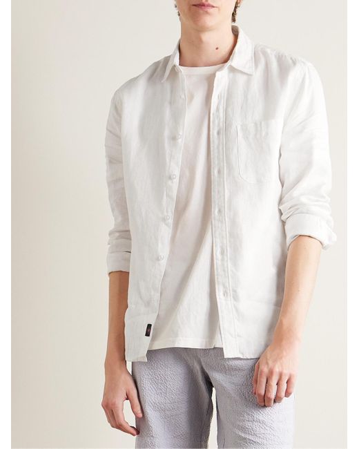 Faherty Brand White Laguna Linen Shirt for men