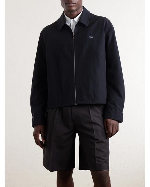 Loewe Blue Logo-embroidered Cotton-blend Jacket for men