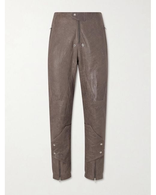 Rick Owens Gray Motopants Straight-leg Panelled Leather Trousers for men