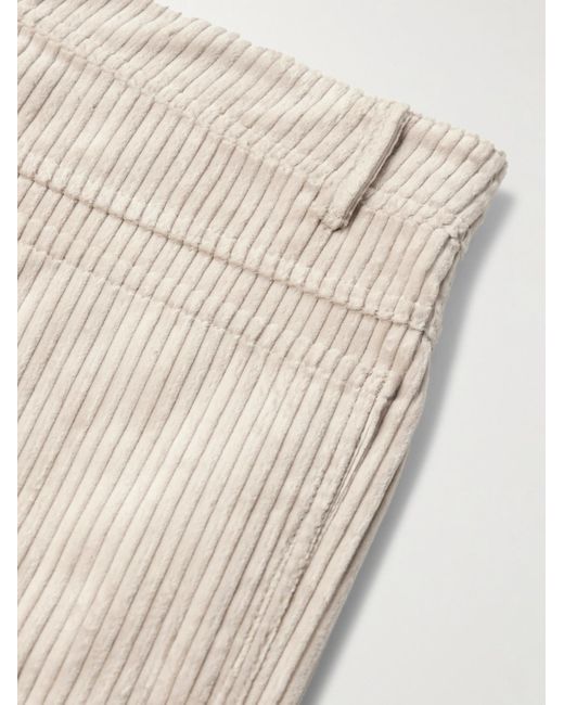 Brunello Cucinelli Natural Slim-Fit Tapered Cotton-Corduroy Trousers for men