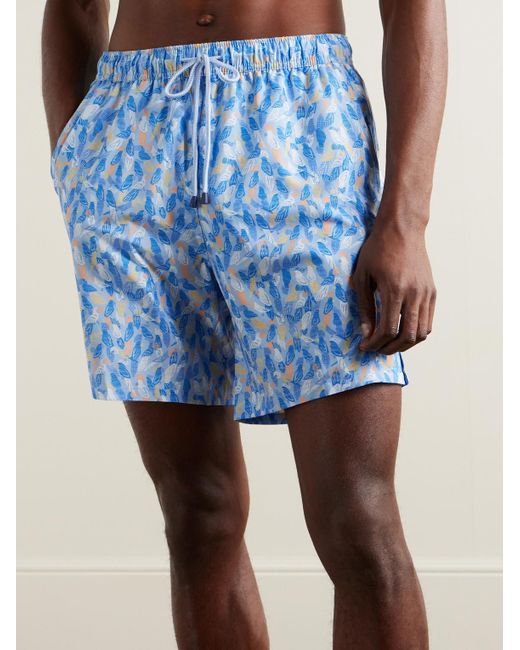 Peter Millar Blue Parrot Talk Straight-leg Mid-length Printed Swim Shorts for men