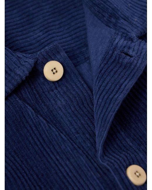 Folk Blue Cotton-Corduroy Overshirt for men