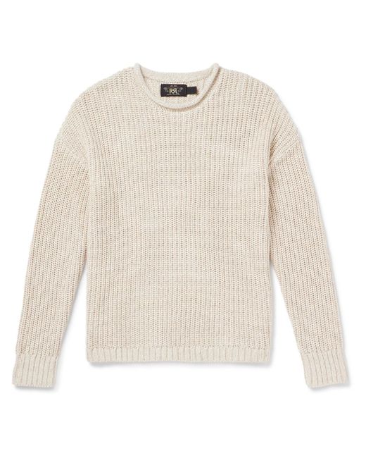 RRL White Ribbed Linen And Cotton-blend Sweater for men