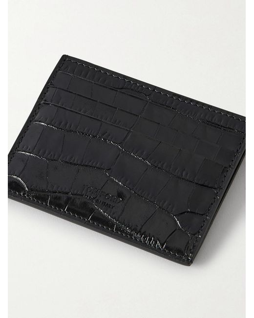 Tom Ford Black Croc-Effect Leather Cardholder for men