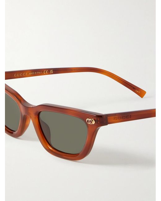 Cat-Eye Acetate Sunglasses di Gucci in Brown da Uomo