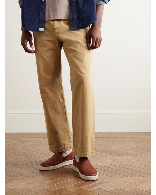 Mulo Brown Leather-Trimmed Suede Slip-On Sneakers for men