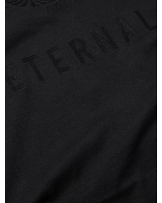 Fear Of God Black Eternal Oversized Logo-Flocked Cotton-Jersey T-Shirt for men