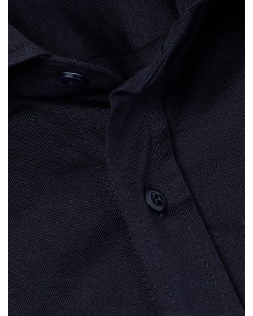 Brunello Cucinelli Schmal geschnittenes Hemd aus einer Seiden-Baumwollmischung mit Cutaway-Kragen in Blue für Herren