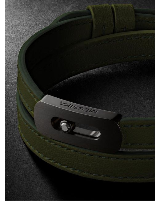 Messika Black My Move Dlc-Coated, Diamond And Leather Bracelet for men