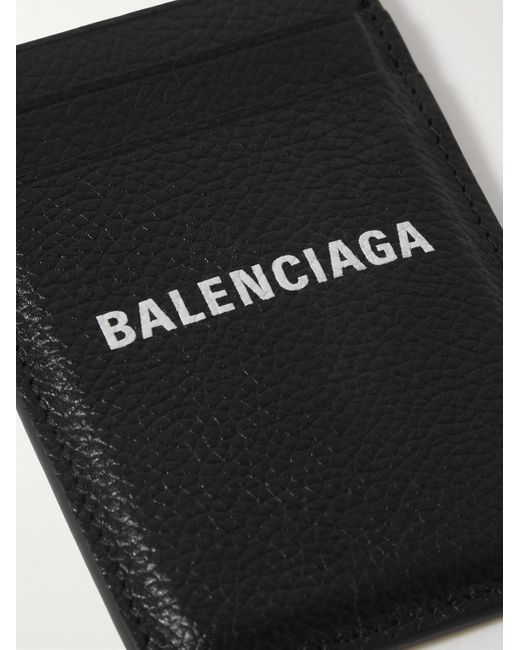 Balenciaga Kartenetui aus vollnarbigem Leder mit Logoprint in Black für Herren